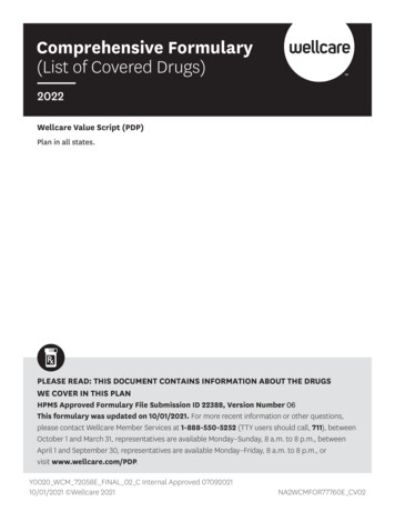 Comprehensive Formulary (List Of Covered Drugs) - Connecture