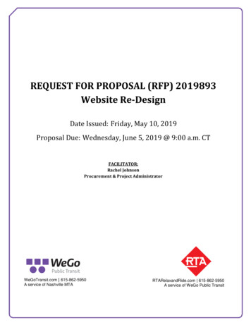 REQUEST FOR PROPOSAL (RFP) 2019893 Website Re-Design - Transit Talent