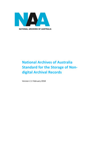 National Archives Of Australia Standard For The Storage Of Non- Digital .