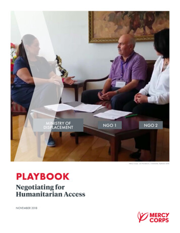 Negotiating For Humanitarian Access Playbook - Mercy Corps