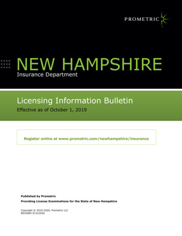 New Hampshire Insurance Licensing Information Bulletin