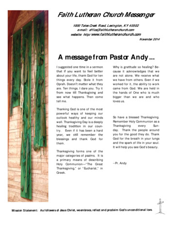 A Message From Pastor Andy - Faith Lutheran Church