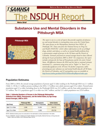 Substance Use And Mental Disorders In The Pittsburgh MSA