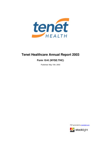 Tenet Healthcare Annual Report 2003 - Stocklight 
