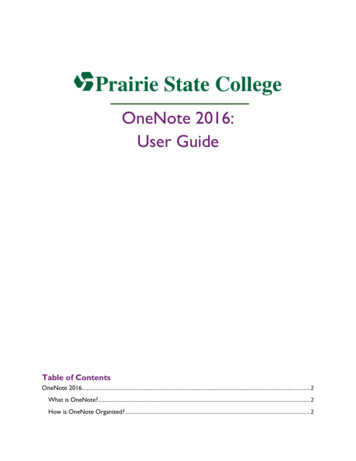 OneNote 2016: User Guide - Prairie State College