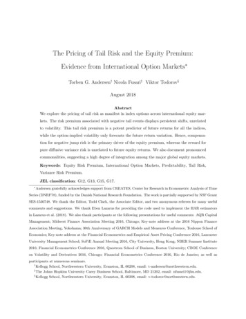 The Pricing Of Tail Risk And The Equity Premium: Evidence From .