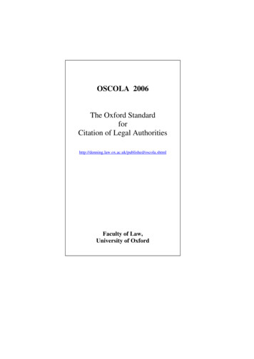 Oxford Standard For Citation Of Legal Authorities
