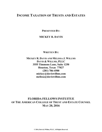 INCOME TAXATION OF TRUSTS AND ESTATES - Florida Fellows Institute