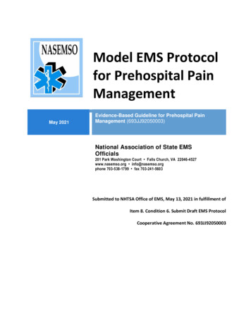 Model EMS Protocol For Prehospital Pain Management - NASEMSO