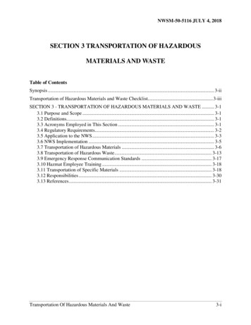 Section 3 Transportation Of Hazardous Materials And Waste