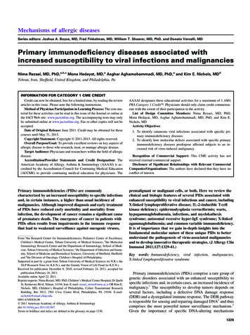 Primary Immunodeficiency Diseases Associated With Increased . - Fumeni