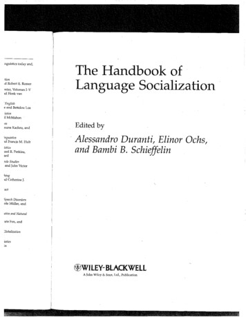 The Handbook Of Language Socialization - Social Sciences