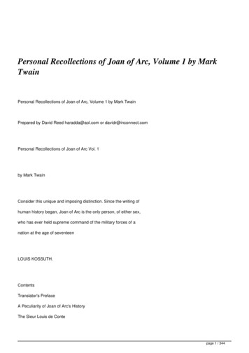Personal Recollections Of Joan Of Arc, Volume 1 By Mark Twain