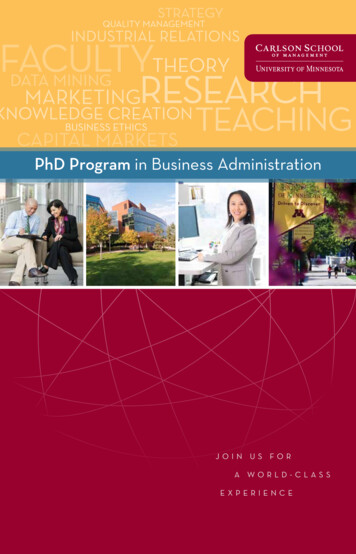 PhD Program In Business Administration - Carlson School Of Management