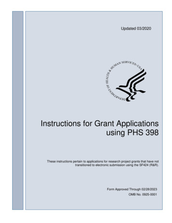 Instructions For Grant Applications Using PHS 398