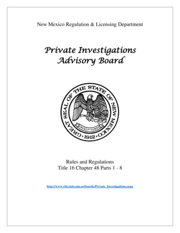 Private Investigations Advisory Board - NM RLD