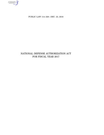 National Defense Authorization Act For Fiscal Year 2017