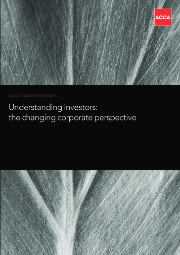 ACCOUNTANTS FOR BUSINESS Understanding Investors: The Changing .