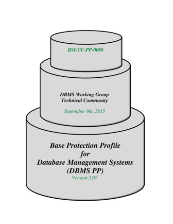 Base Protection Profile For Database Management Systems