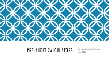 PRE-AUDIT CALCULATORS Personnel Assistant Training, May 2015 - Iowa