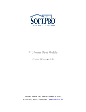ProForm User Guide - SoftPro