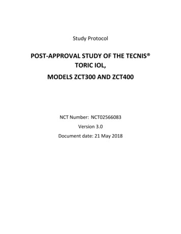 Post-approval Study Of The Tecnis Toric Iol, Models Zct300 And Zct400