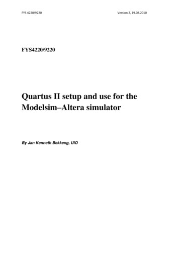 Quartus II Setup And Use For The Modelsim Altera Simulator - UiO