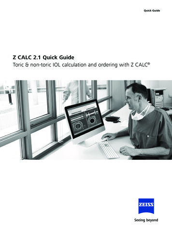 Z CALC 2.1 Quick Guide EN - ZEISS