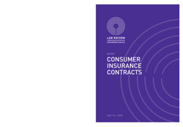 CONSUMER INSURANCE CONTRACTS - Law Reform