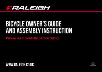 BICYCLE OWNER'S GUIDE And ASSEMBLY INSTRUCTION - Raleigh