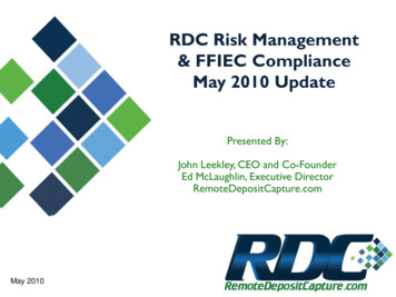 RDC Risk Management & FFIEC Compliance - Remote Deposit Capture News .