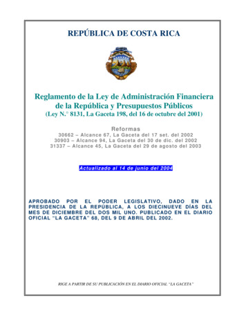 Reglamento Ley De Administración Financiera De La Repúblic - BCCR