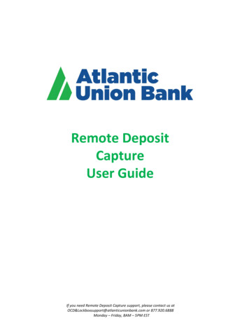 Remote Deposit Capture User Guide - Atlantic Union Bank