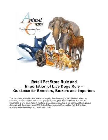 USDA APHIS Retail Pet Store Guidance