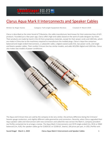 Clarus Aqua Mark II Interconnects And Speaker Cables