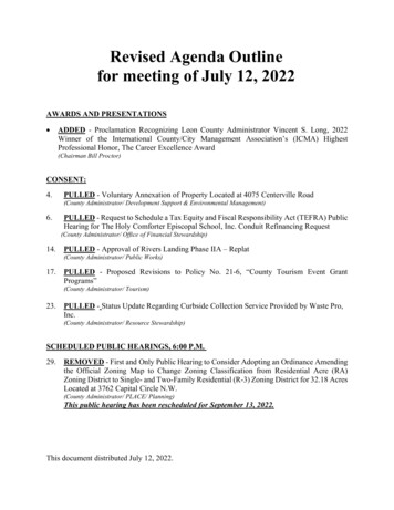Revised Meeting Agenda For July 12, 2022 - Leoncountyfl.gov