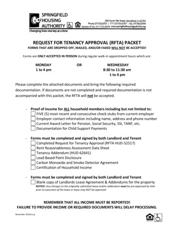 Request For Tenancy Approval (Rfta) Packet