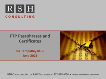 FTP Passphrases And Certificates - RSH Consulting