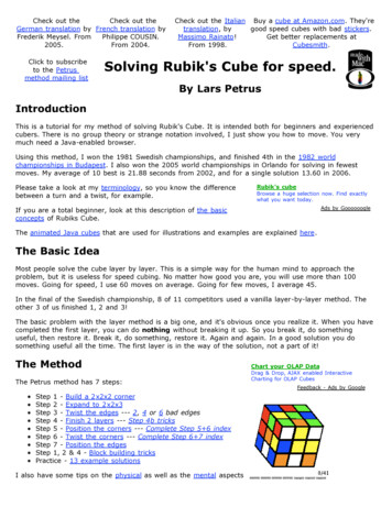 Solving Rubik's Cube For Speed. - Brandeis University