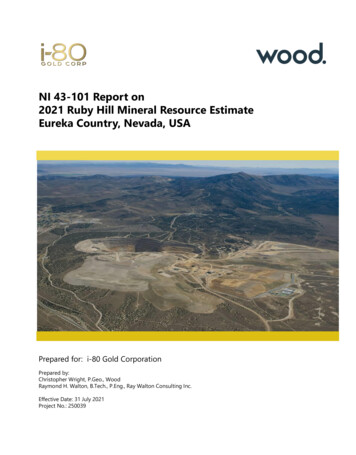 NI 43-101 Report On 2021 Ruby Hill Mineral Resource Estimate . - I80Gold