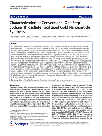 Characterization Of Conventional One-Step Sodium Thiosulfate .