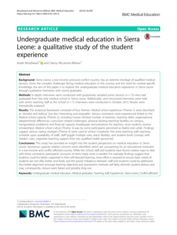 Undergraduate Medical Education In Sierra Leone: A Qualitative Study Of .