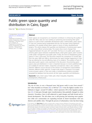 Public Green Space Quantity And Distribution In Cairo, Egypt