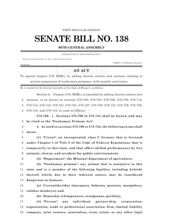 First Regular Session Senate Bill No. 138