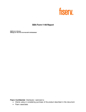SBA Form 1149 Report