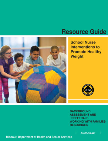 School Nurse Interventions To Promote Healthy Weight