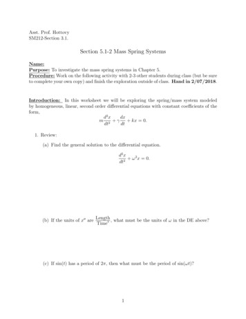 Section 5.1-2 Mass Spring Systems - United States Naval Academy