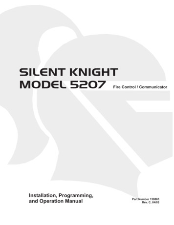SILENT KNIGHT MODEL 5207 - SOS Alarm Custom Security Systems