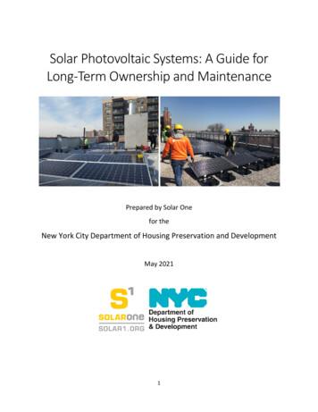 Solar Photovoltaic Systems: A Guide For Long-Term Ownership And Maintenance