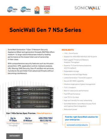 SonicWall Gen 7 NSa Series - SecureOne